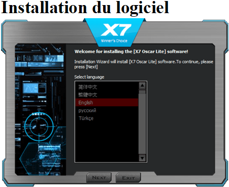 Installation du logiciel