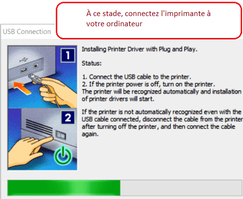 À ce stade, connectez l'imprimante à votre ordinateur.