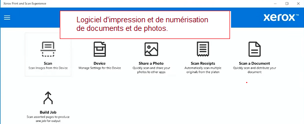 Logiciel d'impression et de numérisation de documents et de photos.