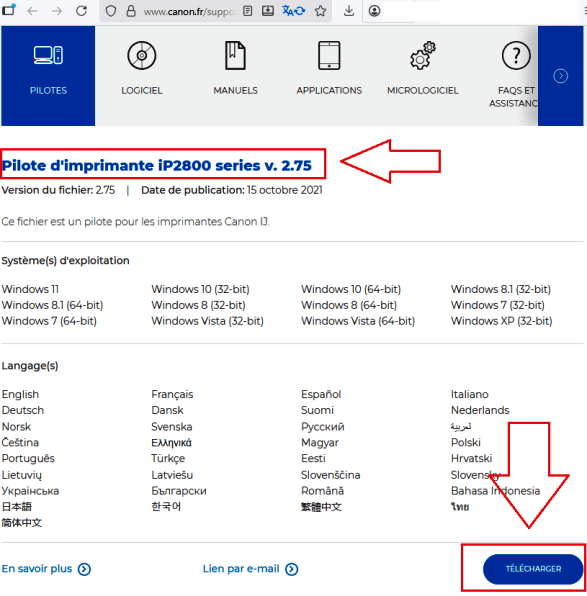 téléchargez le pilote