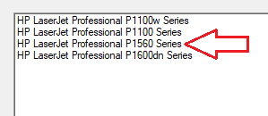 À l’étape « Sélection de l’imprimante », choisissez : HP LaserJet Professional P1560 Series