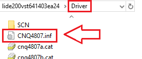 dans le dossier Driver, repérez le fichier CNQ4807