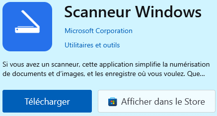 Ouvrez Scanneur Windows, installez l’application et lancez-la