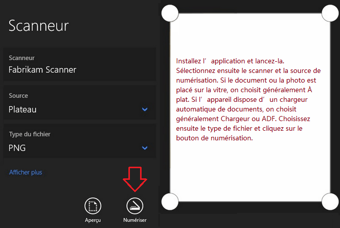 Installez l’application et lancez-la. Sélectionnez ensuite le scanner et la source de numérisation