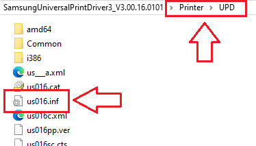 Dans le dossier UPD, trouvez le fichier us016.inf