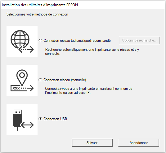 2 Étape d'installation du pilote d'imprimante EPSON L18050