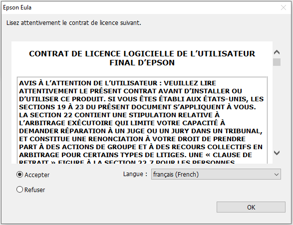 1. Captures d'écran des étapes d'installation du pilote d'imprimante Epson L1110