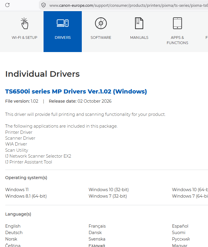 TS6550i MP Drivers